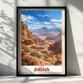Jordan Travel Poster, Wadi Rum Desert Landscape Print, Middle East Wall Art, Red Rock Canyon, Adventure Travel Gift, Living Room Decor