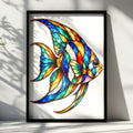 Stained Glass Angelfish Poster, Colourful Fish Wall Art, Tropical Fish Print, Aquatic Home Decor, Ocean Wildlife Poster for Living Room