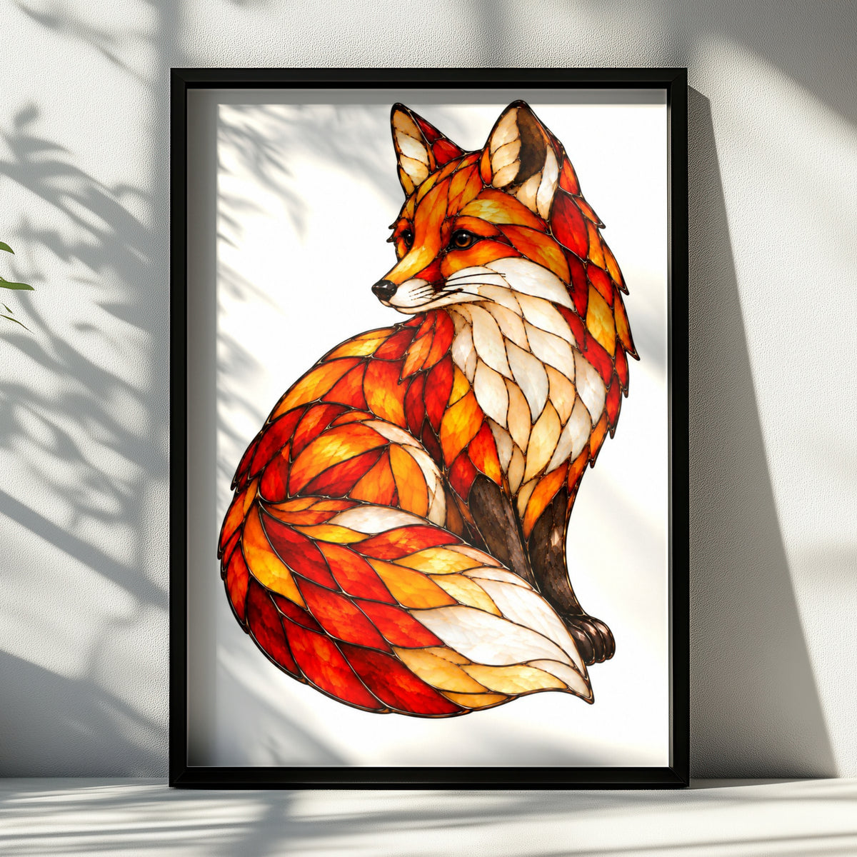 Stained Glass Fox Poster, Red Fox Wall Art, Autumn Wildlife Print, Fox Lover Gift, Orange Fox Art, Nature Inspired Animal Decor Poster