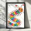 Colourful Caterpillar Poster, Rainbow Bug Wall Art, Cute Kids Room Print, Bright Nursery Decor, Children's Insect Illustration Poster