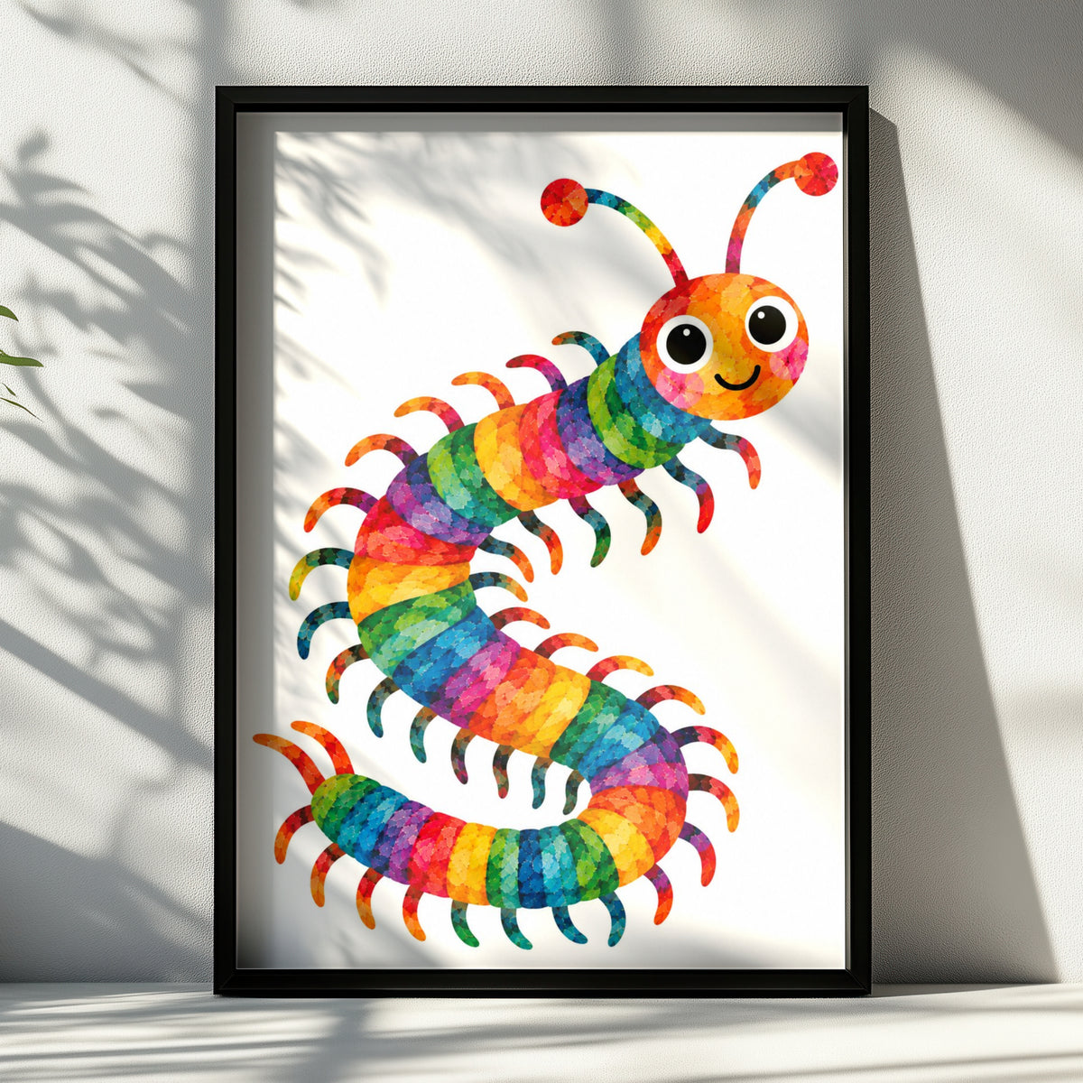 Colourful Caterpillar Poster, Rainbow Bug Wall Art, Cute Kids Room Print, Bright Nursery Decor, Children's Insect Illustration Poster